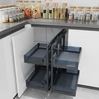 Wholesale Kitchen accessories cabinet organizers universal glass basket magic corner cabinet pullout organizer for kitchen 1