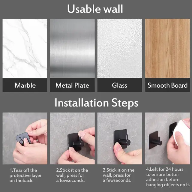 ตะขอแขวนผนังแบบมีกาว 10 ชิ้น สำหรับแขวนกุญแจ ผ้าเช็ดตัว กระเป๋า หมวก ผ้าพันคอ ทำจากสแตนเลส สำหรับห้องครัว ห้องน้ำ ตู้เสื้อผ้า ทางเข้าบ้าน 3