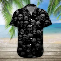3D Printed Skull Halloween Hawaiian Shirt Summer Short Sleeved Shirts Men Shirts Oversize Camisa Social 5XL Halloween Gift 1