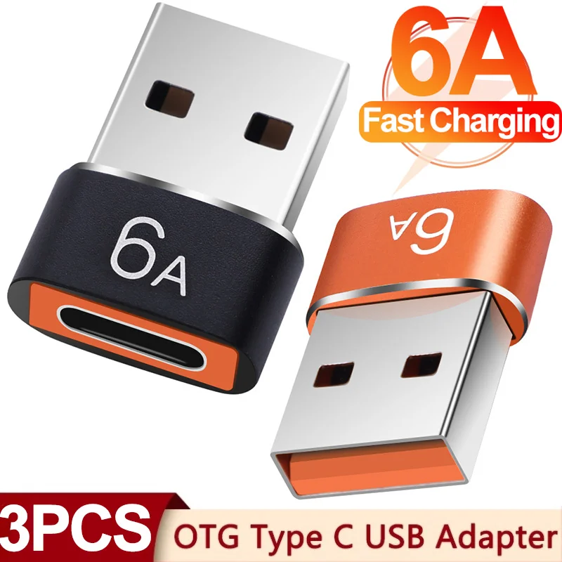Otg Adapter Usb To Type C Adapter Type C Adapter 1/3PCS 6A Type C To USB 3.0 OTG Adapter USB C Female To Male Data Converter For Samsung Xiaomi MacBook Pro USBC Connector