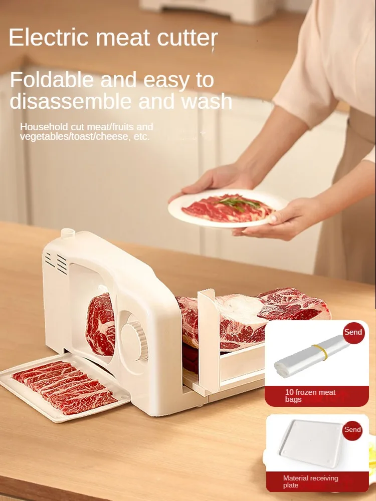 220V Powerful Electric Slicer for Cutting Meat, Ham, Cheese and More Foldable Electric Meat Slicer for Home and Commercial Use 2