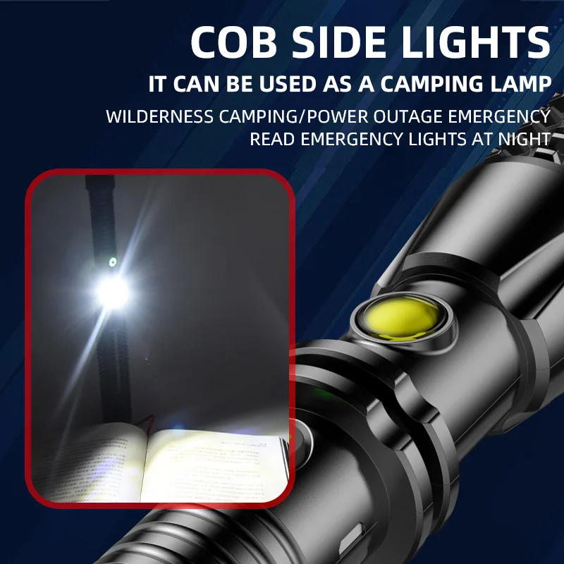 LED Flashlight Portable with Broken Window Cone USB Charging