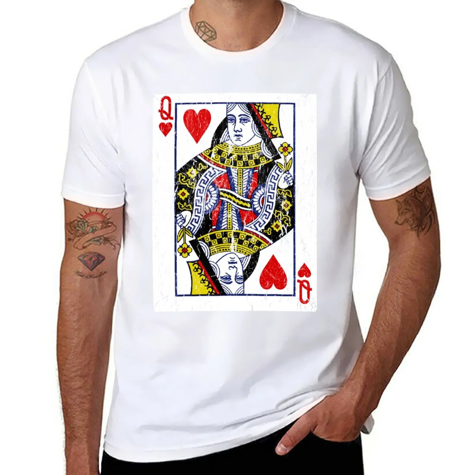 

Queen of Hearts Playing Card T-Shirt quick drying plus size tops mens champion t shirts