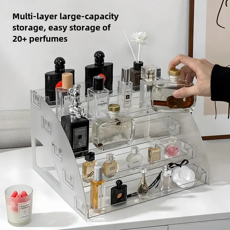 Acrylic Cosmetic Storage Rack Perfume Display Stand Transparent Desktop Organizer For Makeup Eyeshadow Nail Polish 3