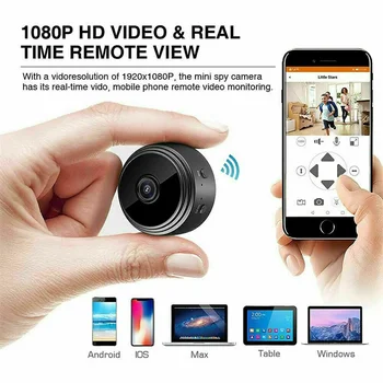 홈 보안 무선 와이파이 미니 IP 카메라, 소형 CCTV, 적외선 나이트 비전, 모션 감지, SD 카드 슬롯 오디오, HD1080P