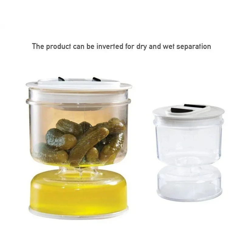 Pickles Jar Dry and Wet Dispenser Pickle and Olives Hourglass Jar Cucumber Container for Kitchen Food Juice Separator Tools,pickle storage container,olive pickle strainer jar,olive and pickle strainer jar