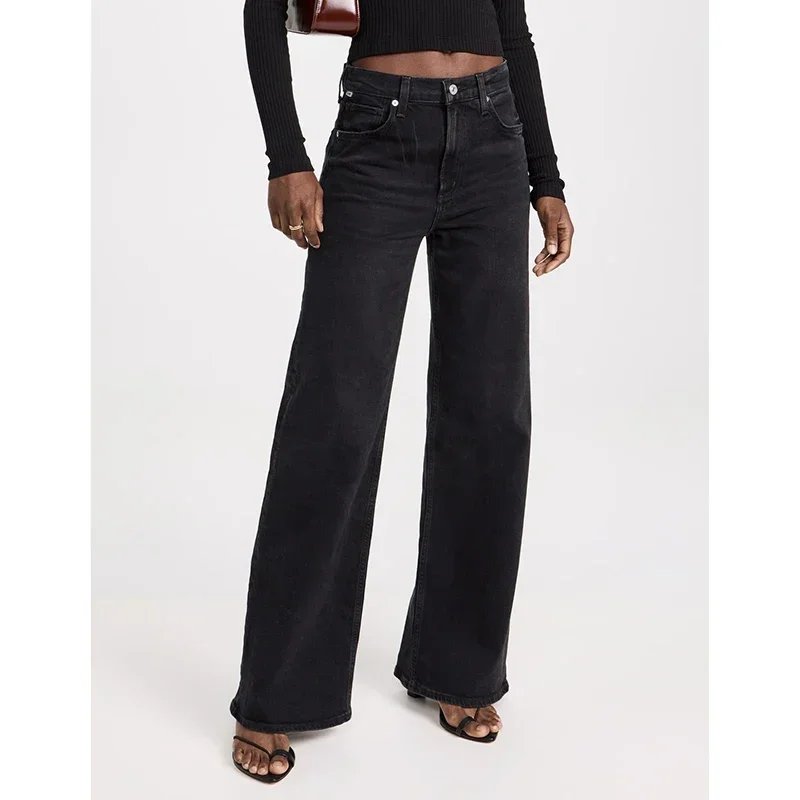 2025 Lady Chic Fashion Straight Leg Jeans Women Slim Fit Stretch High Waisted Denim Pants Female Retro Pink Beige Cheap Trousers 1