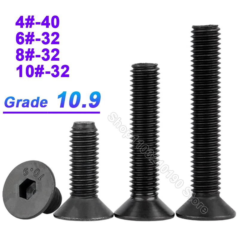 4#-40 6#-32 8#-32 10#-32 UNC NUF US American Standard Grade 10.9 Black Hexagon Hex Socket Flat Countersunk Head Screw Allen Bolt