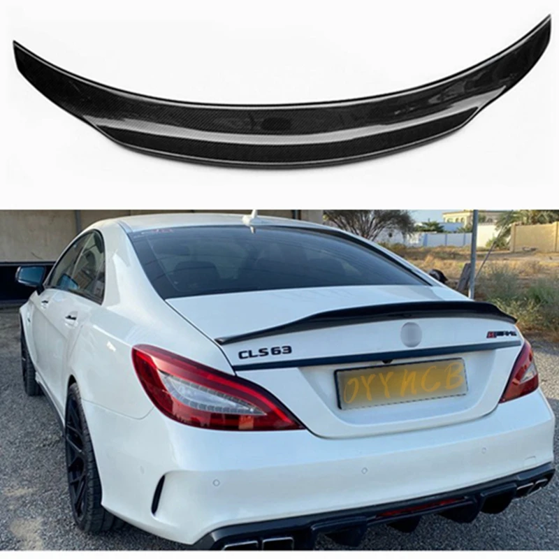 

For Mercedes-Benz CLS W218 PSM Style Carbon Fiber Rear Spoiler Trunk Wing 2011-2017 FRP Glossy black Forged Carbon