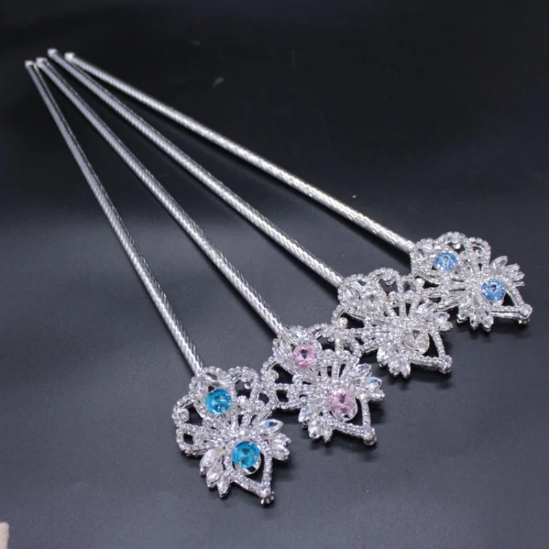 Metal Rhinestone Goddess Athena Fairy Wand Children's Runway Scepter Pageant Party Props L43.5cm