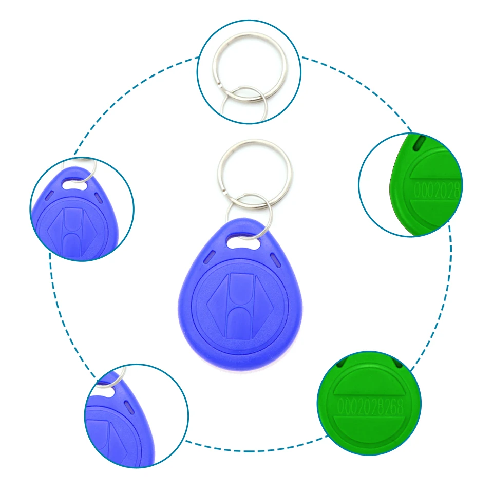 RFID Keyfobs 100pcs 5YOA EM4100 125khz ID Keyfob Access Control Card Porta Chave Card Key Fob Token Ring Proximity Chip rfid keyfobs