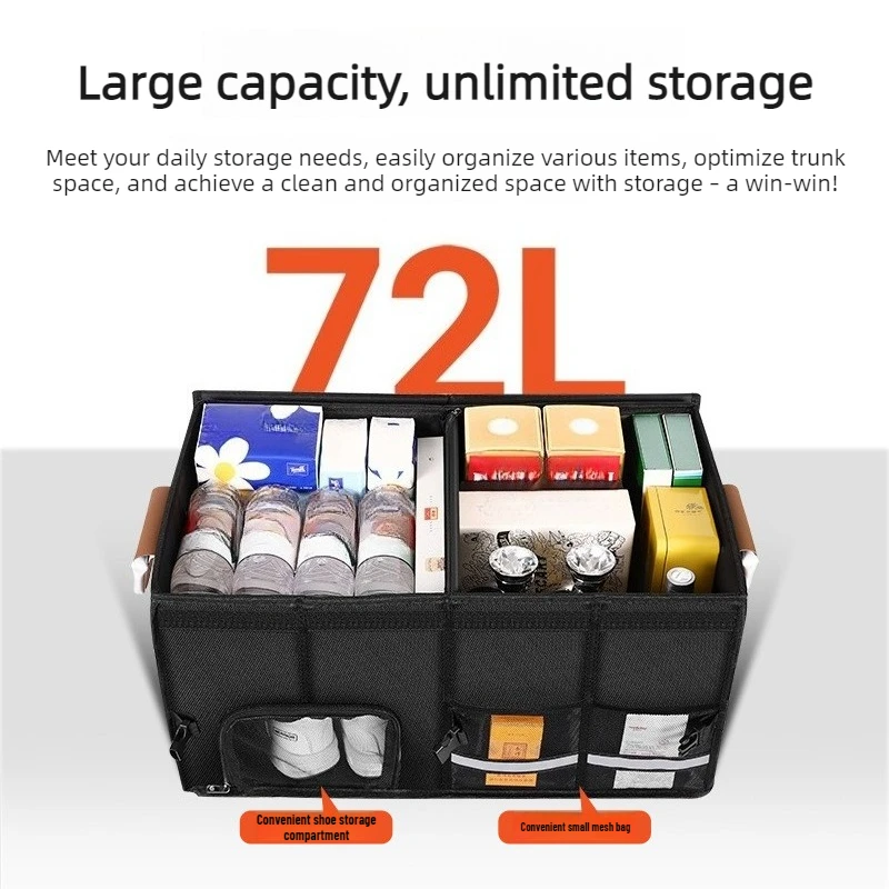 Foldable Waterproof Oxford Cloth Car Trunk Organizer - Large Capacity, Portable Storage for Camping, Fishing, and Travel Accessories