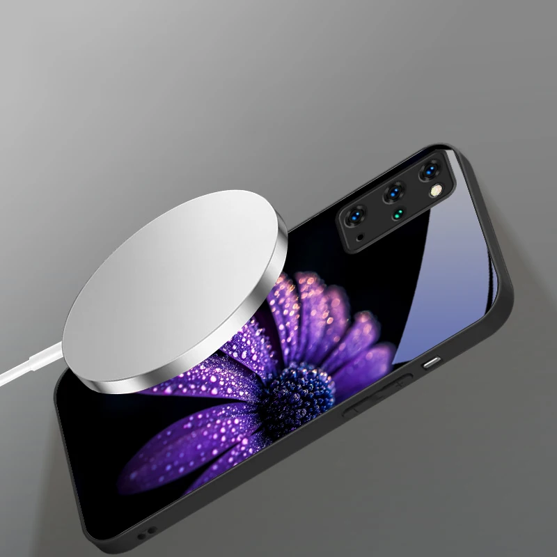 Purple Rose Floral Magsafe Glass Phone Case