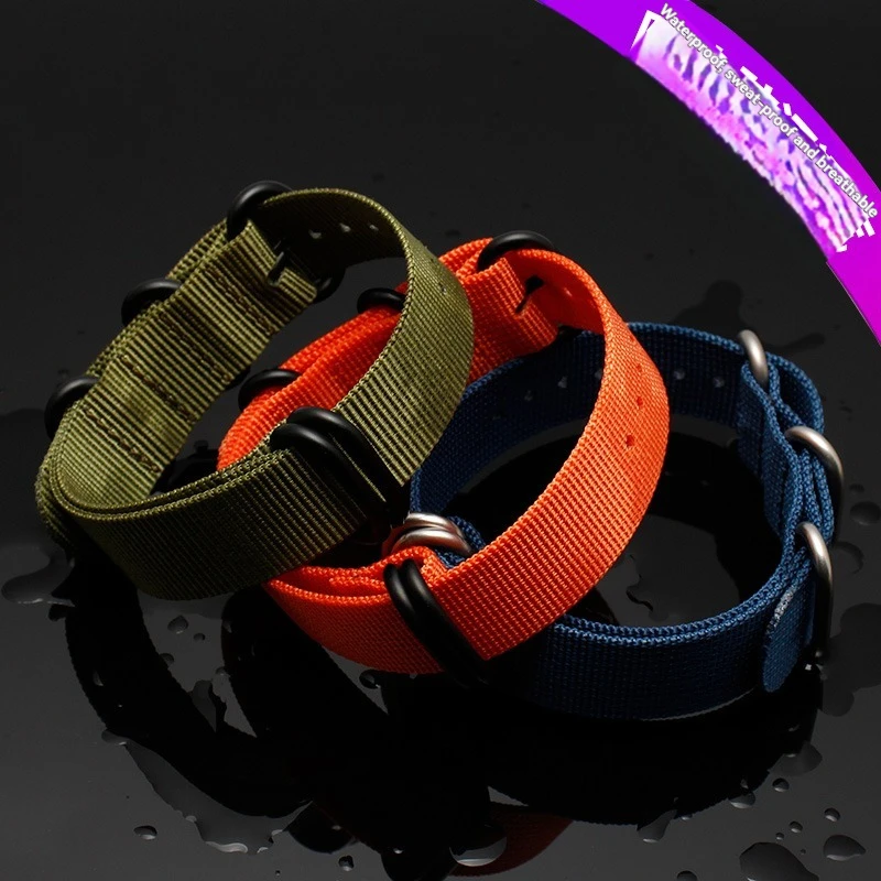 Tactical Green Black Nylon Military Strap - Waterproof Replacement Band