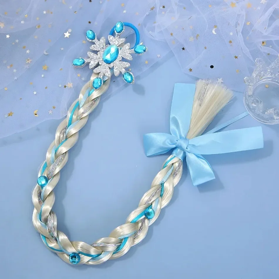Girls Snowflake Hair Bow Kids Rainbow Hair Tie Princess Accessories