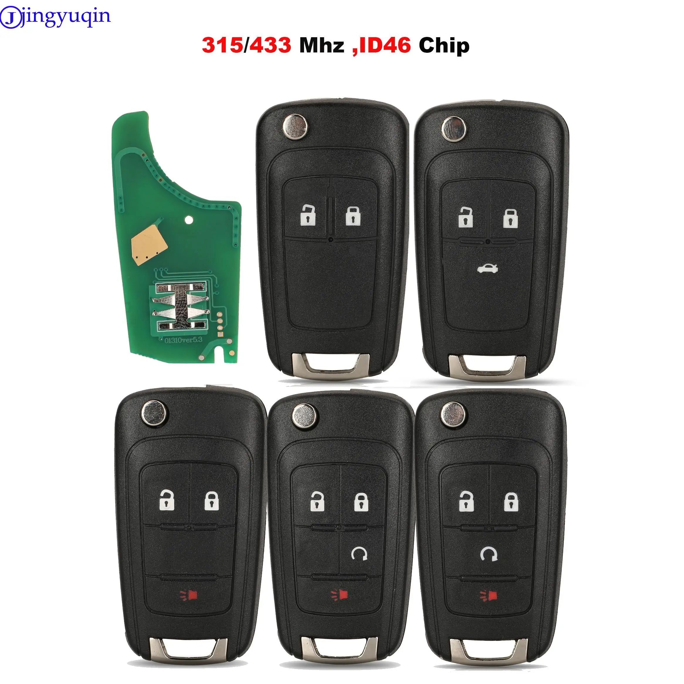 

jingyuqin Car Remote Key Suit For Chevrolet Cruze Epica Lova Camaro Impala 2/3/4 Buttons 433/315MHz Control Alarm Fob