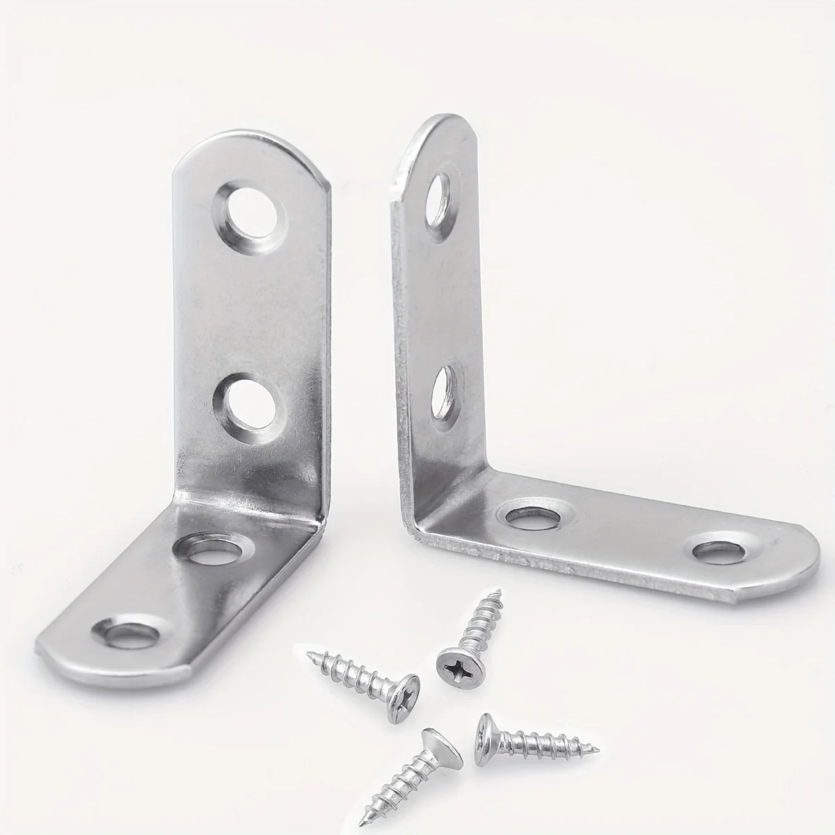Description Picture 4 of item20 L-shaped stainless steel bracket angle brackets, suitable for wooden furniture, chairs, drawers, cabinets, with 80 screws