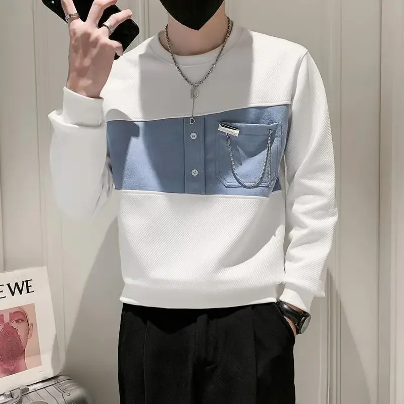 thumbnail image 1 of Camisetas para hombres, ropa formal de negocios para hombres, sudaderas, tops, blancas, empalmadas, Y2k, diseñador, invierno, a granel, manga larga, una pieza, 1 of 4