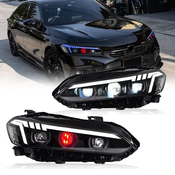 Headlights for Honda Civic 2022-2025 11th Gen Civic Sedan LX Sport EX Touring Triple Lens