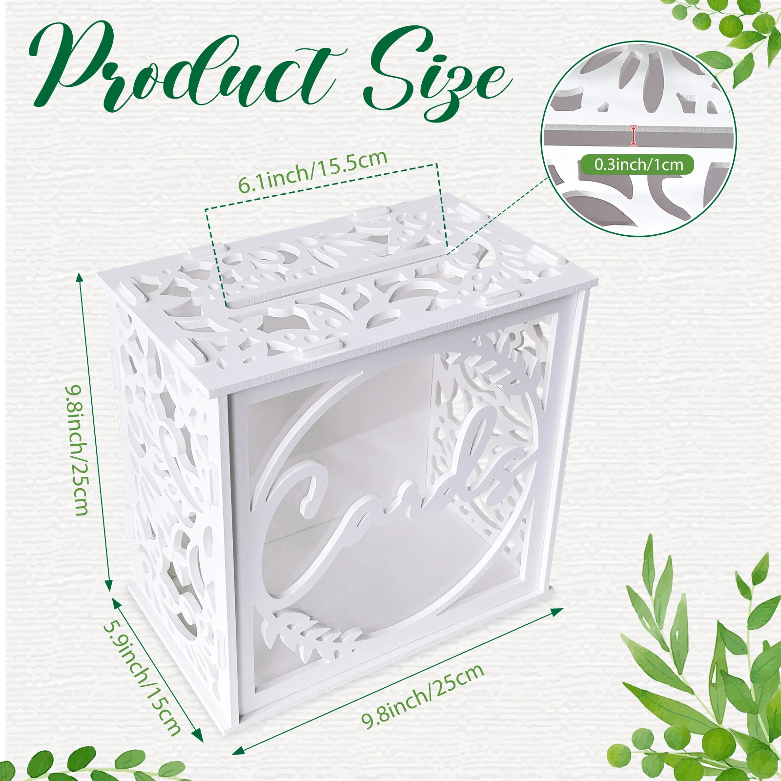 White Wedding Card Box for Receptions PVC Gift Card Box for Wedding with Acrylic Windows Rustic Envelop Money Gift Ann