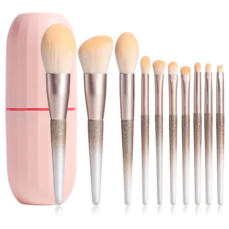 

10PCS Cosmetic Brushes Set Blending Powder Liquid Foundation Lip Eyebrow Eye Shadow Concealer Contour Makeup Brush Tool