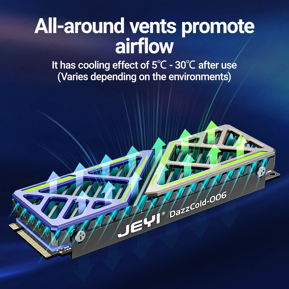 Jeyi-dazzcold M.2 Ssd Dissipador 2280 Nvme Ngff Radiador Magnésio Liga de Alumínio pc Refrigerador Eficiente com Almofada Térmica de Silicone - Imagem 4