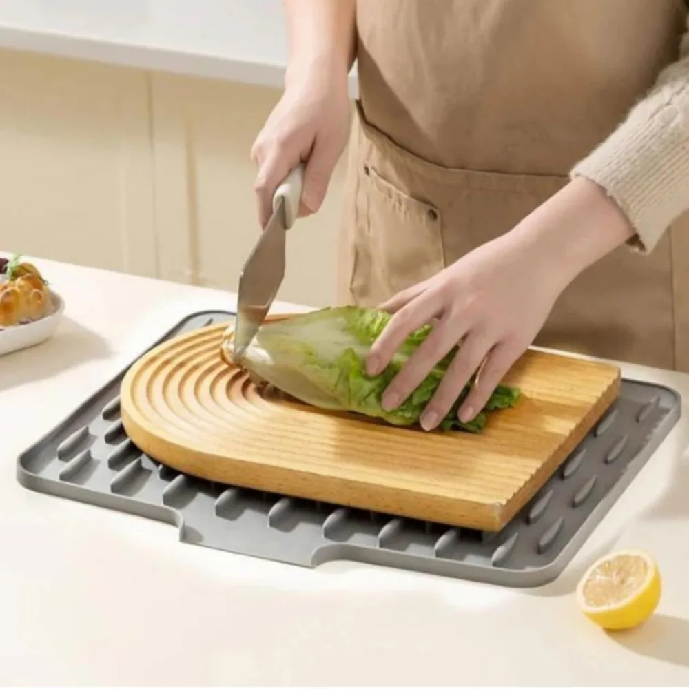 Useful Silicone Drainage Mat Non-slip Foldable Dish Drying Mat Large Size Tableware Drainer Pad Sink Placemat Kitchen Tableware