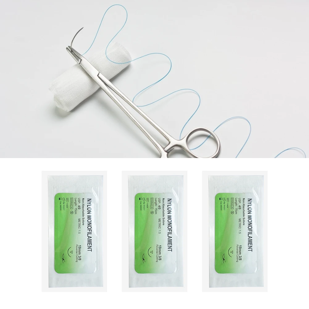 Medical Needle Sets 12/6PCS 75cm Nylon Monofilament Thread Teaching Surgical Suture Practice Teaching Demonstrations Exercises surgical training kit,suture practice kit
