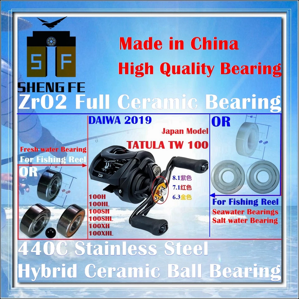 Ceramic Bearings For [JAPAN Model] 2019 DAIWA TATULA  TW(100H/100HL/100SH/100SHL/100XH/100XHL) Serise Baitcasting Fishing Reels