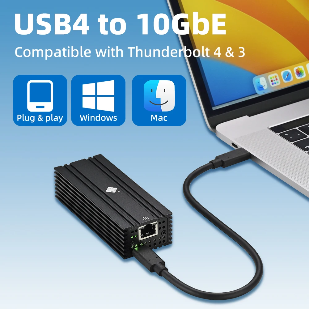 USB4 to 10Gbe Ethernet Lan Adapter AQC113 Chip Compatible with