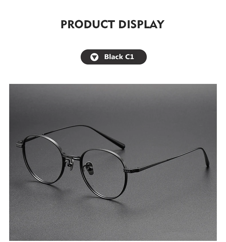 Oveliness Unisex Full Rim Round Titanium Eyeglasses - On Table