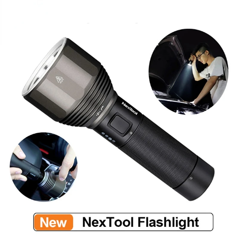 

NexTool Rechargeable Flashlight 2000lm 380m 5 Modes IPX7 Waterproof LED light Type-C Seaching Torch for Camping