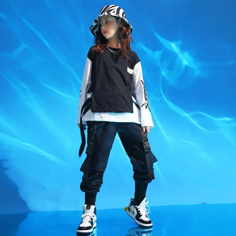Kid Cool Black Hip Hop Clothing Streetwear Harajuku Jogger Tactical Cargo Pants for Girls Boys Dance Costume Clothes