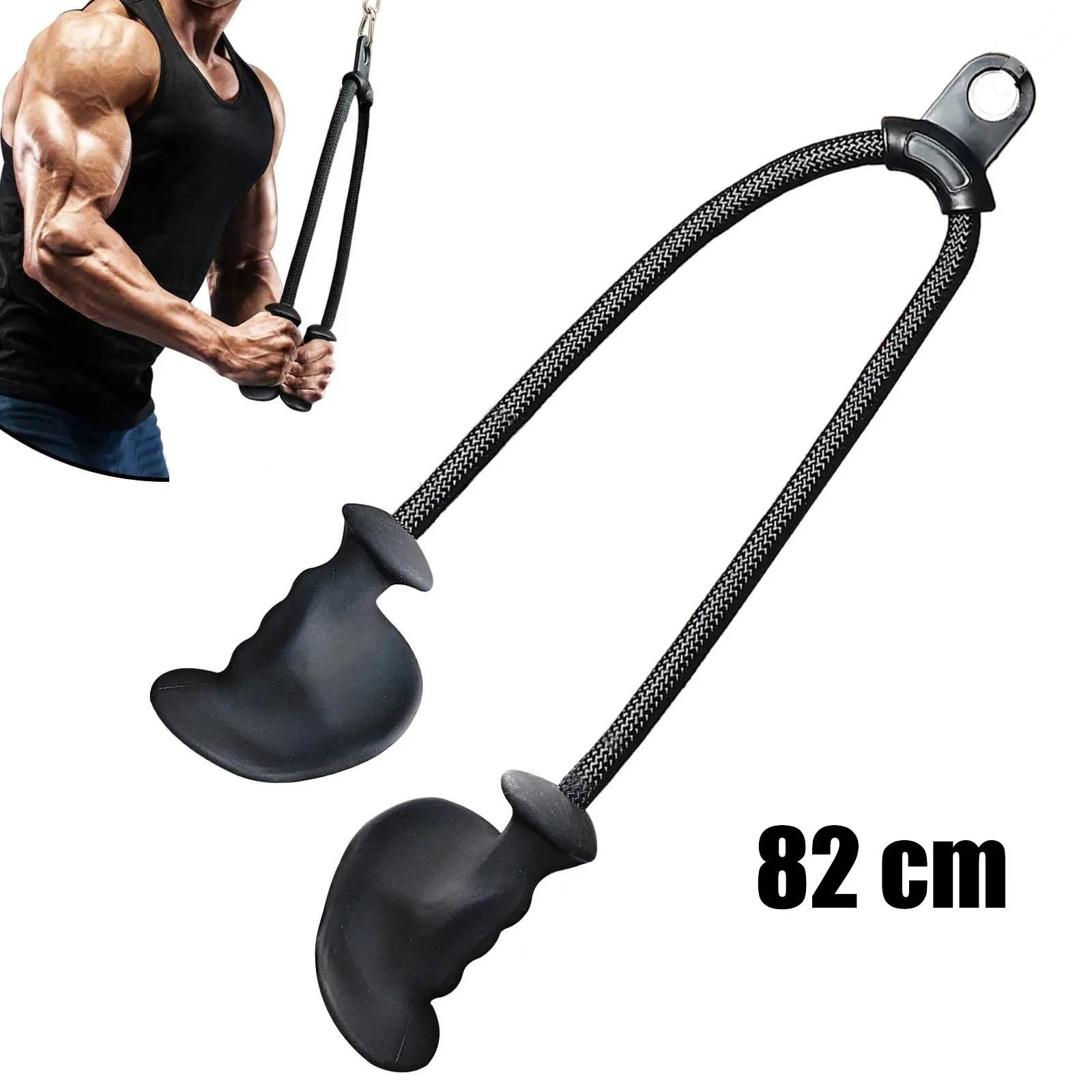 D Handle Grip Pulley Gym Cable Machine Accessories Triceps Trainer Tension Rope Triceps Rope Downward Pressure Exercise
