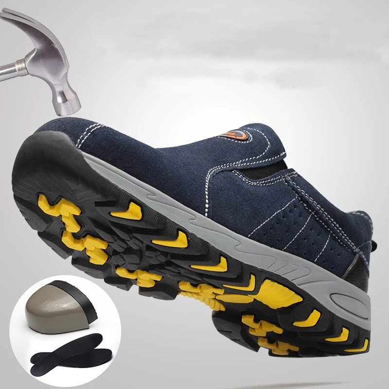 Safety Shoes Men Fashion Breathable Steel Toe Slip On Casual Labor Insurance Puncture Proof Boots