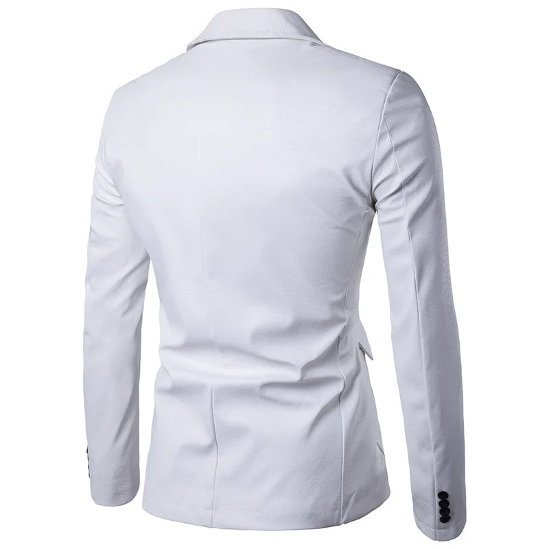 Spring and Autumn New Men's Clothing Solid Color Slim-fit PU Leather Fashion Men's Casual Suit