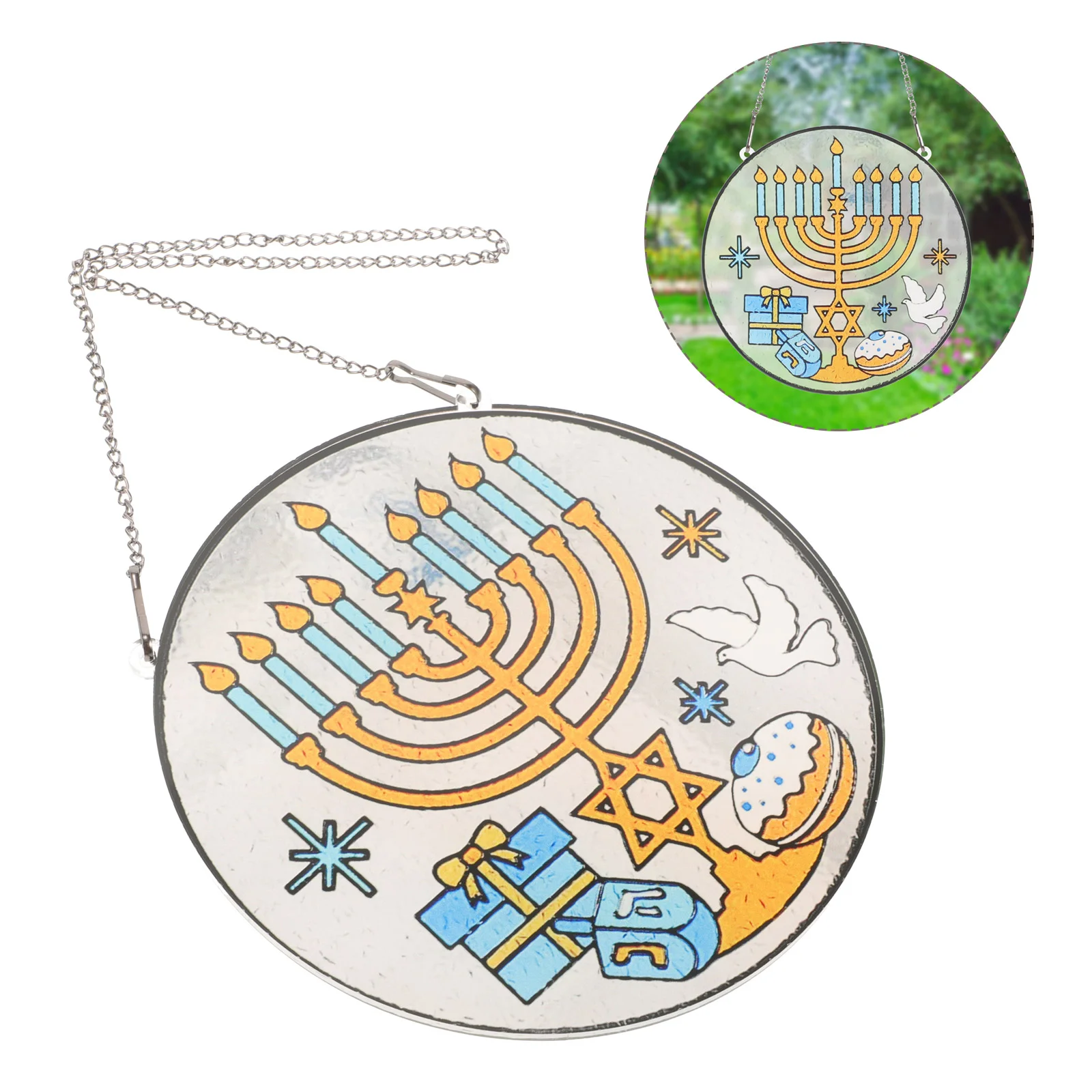 

Christmas Favors Window Hanging Decor Hanukkah Acrylic Pendant Decorations Home Decorate Suncatcher Metal Creative Wall Art