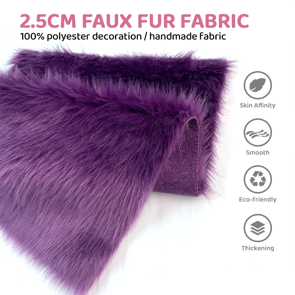 Luxurious Faux Fur Fabric - Medium Thickness, 2.5cm Long Pile, 30x50cm, Ideal for Cosplay and Creative Projects