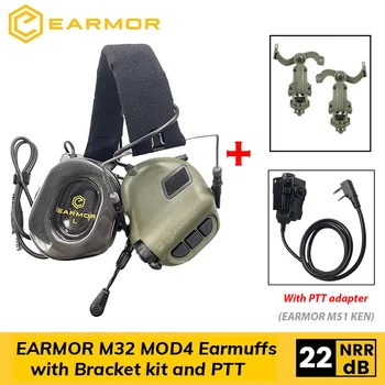 EARMOR M32 MOD4 Tactical Earmuffs – Noise Reduction Headset with ARC Rail & Kenwood PTT Adapter 1