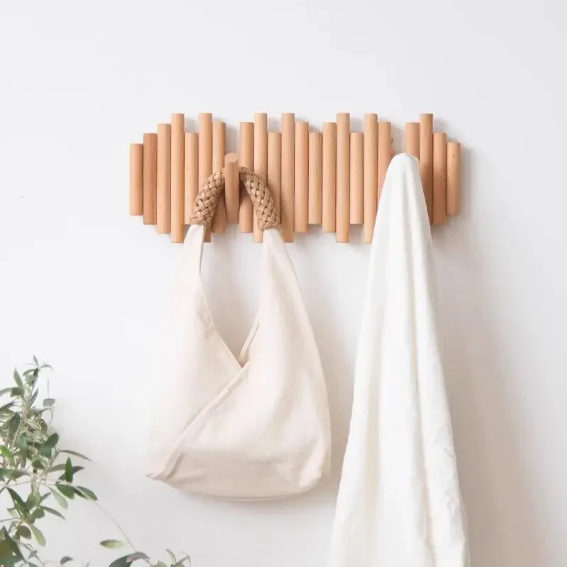 

Nordic Log Invisible Hook Hidden Clothes hangers Porch Wall Solid Wood Perforated Clothes Hook Wall Coat Racks Home Furniture