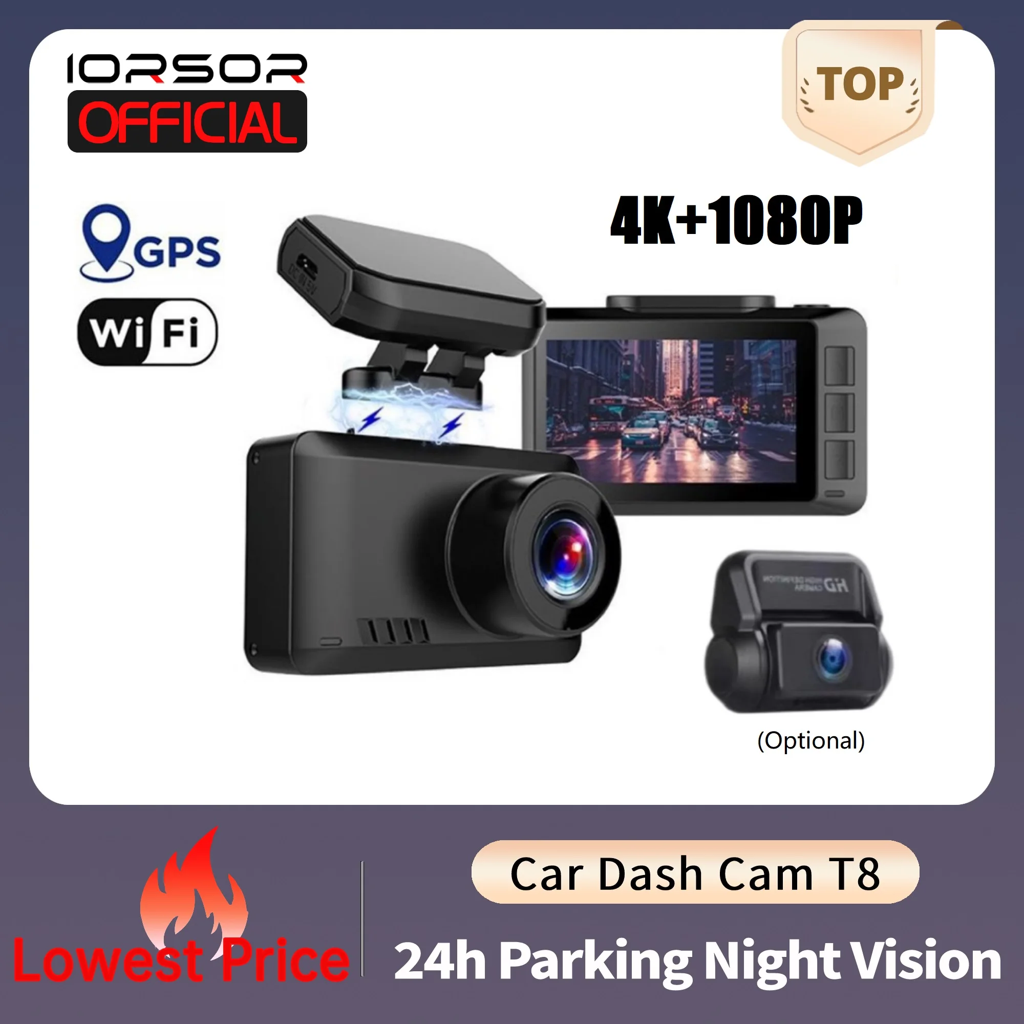 

Dashcam 4K GPS WIFI 24h Parking Monitor Dash Cam For Cars Camera Front And Rear Dvrs Night Vision Kamera Samochodowa Rejestrator