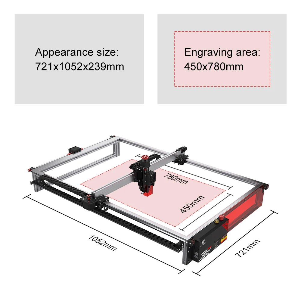 Twotrees-Kit d'Extension de Taille 780x450mm, Machine de Gravure Laser, Mise à Niveau, Cadre en Aluminium pour TS2, DIY