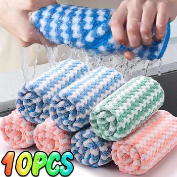 Strofinacci in pile a doppia faccia Panni per pulizia super assorbenti Spugnette per lavare i piatti da cucina Stracci per finestre in vetro Asciugamano per pulire 1