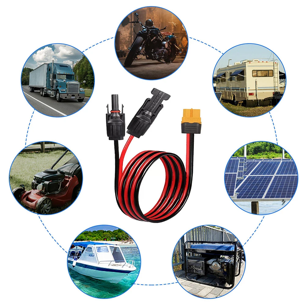 

1pc Connecting Line 12AWG Solar Panel Cable Connector XT60 Female Adapter Compatible 150cm Black /Red Home Improvement