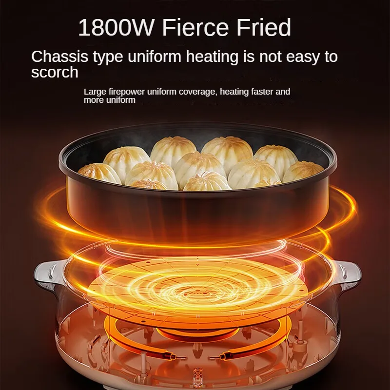 SUPOR Electric Skillet with Multi-function for Home Use Baking and Roasting 34cm Large Pan 70mm Deep 220V