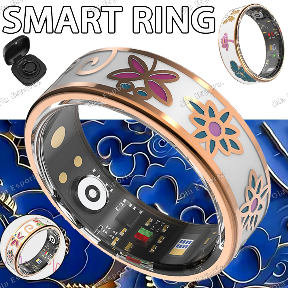 2026 New Smart Ring Color Enamels Women Female Stainless Steel Intelligent Finger Ring IP68 Waterproof Smartring Fitness Tracker 1
