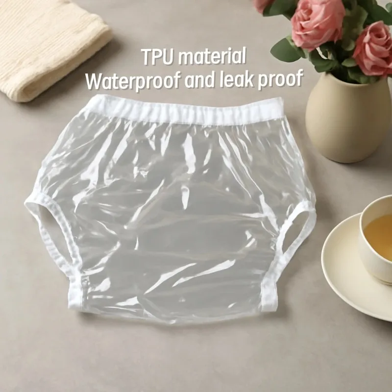 Clear Adult Diaper Pants TPU Incontinence Waterproof Plastic panties for Elderly Disabled Reusable Adult Nappies Diapering
