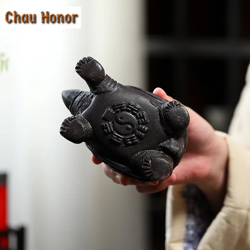 Yixing Nurturable Money Turtle Purple Clay Tea Pet Desktop Set Wealth-Attracting Ornament Home Plaything