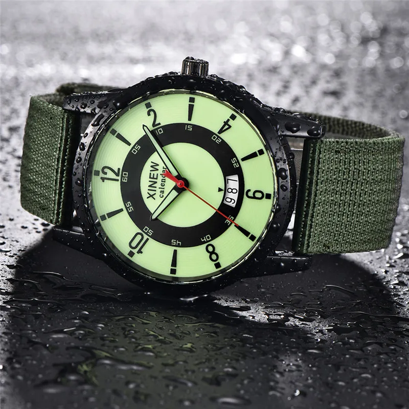 Men Genuine XINEW Brand Watches Students Fashion Casual Rubber Band Sports Military Date Quartz Wrist Watch Black Montre Homme