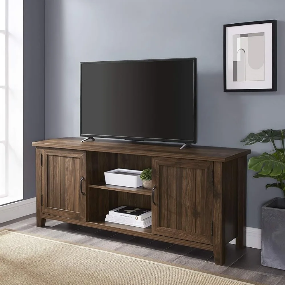 

Classic Grooved Door TV Stand for TVs Up to 65 Inches 58 Inch Walnut Freight Free Living Room Furniture for Tv Cabinet Home